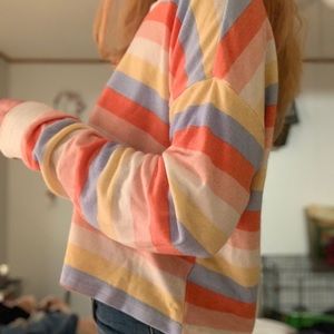 Long sleeve striped knit crop